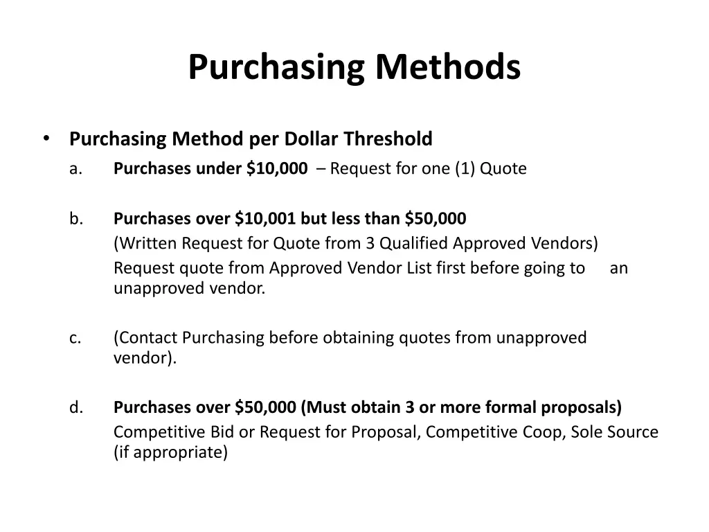 purchasing methods