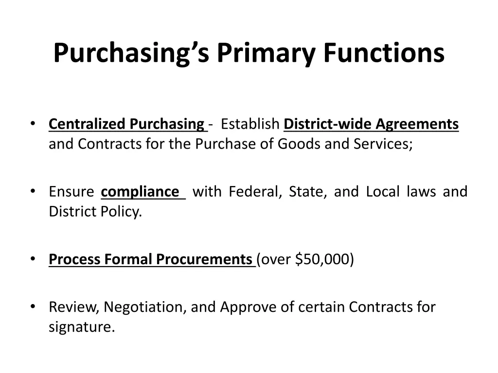 purchasing s primary functions