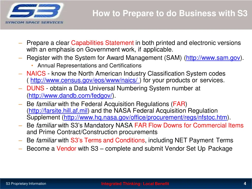 how to prepare to do business with s3