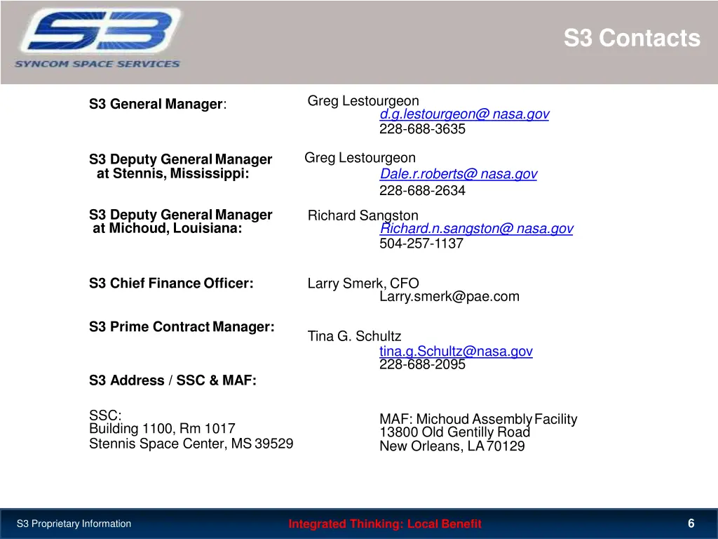 s3 contacts