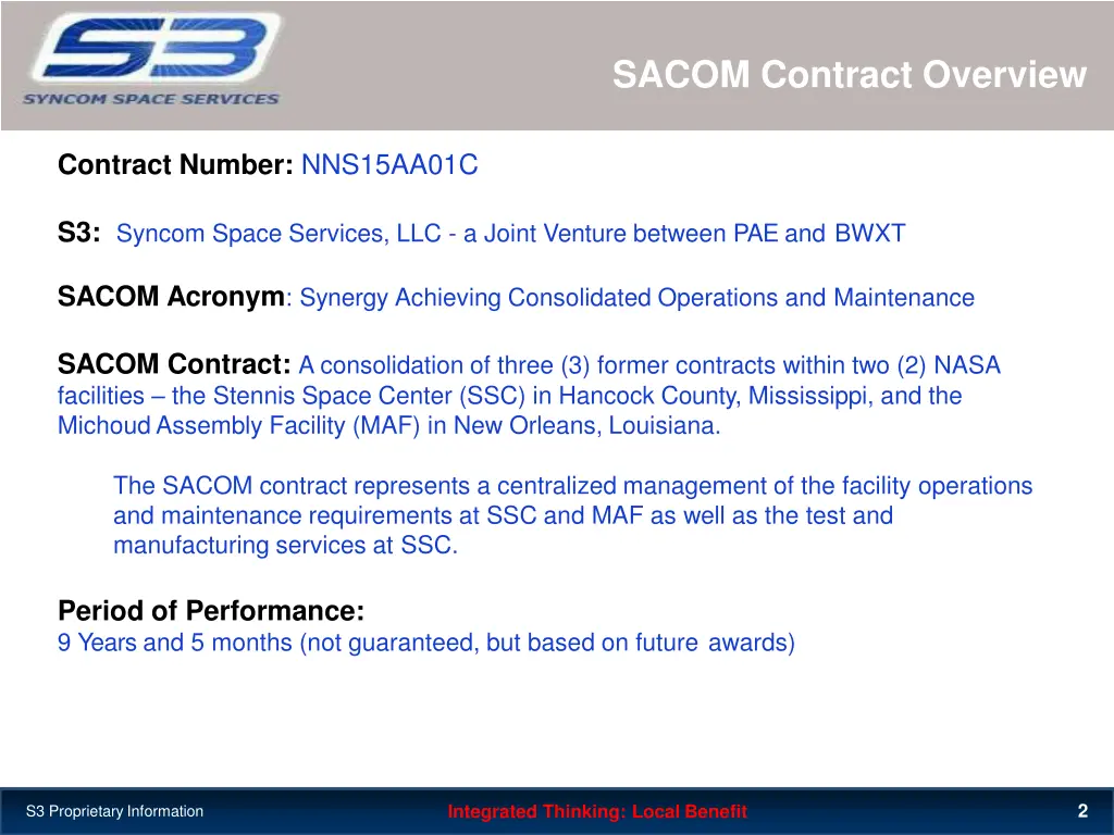 sacom contract overview