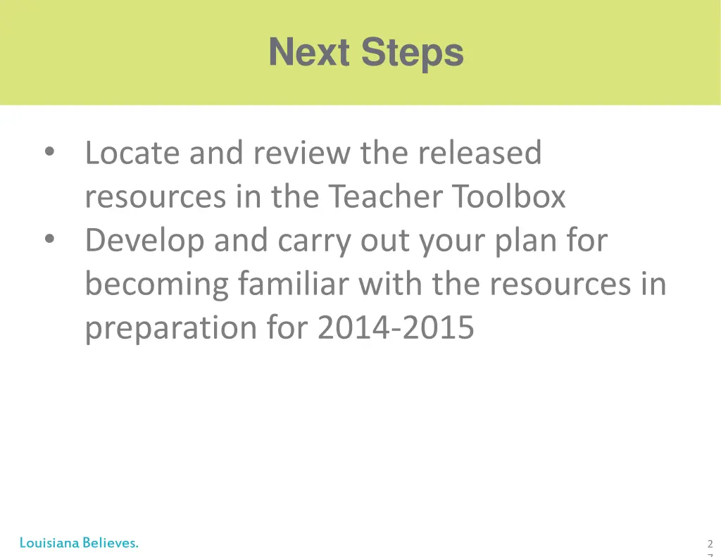 next steps