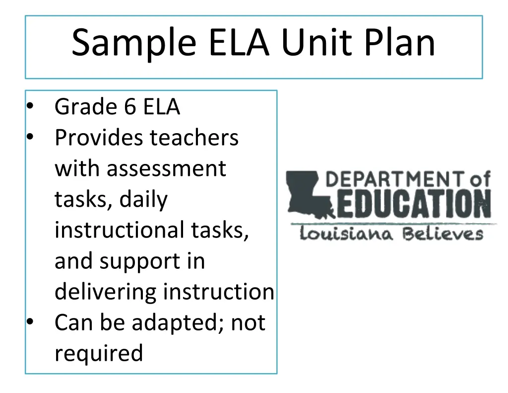 sample ela unit plan