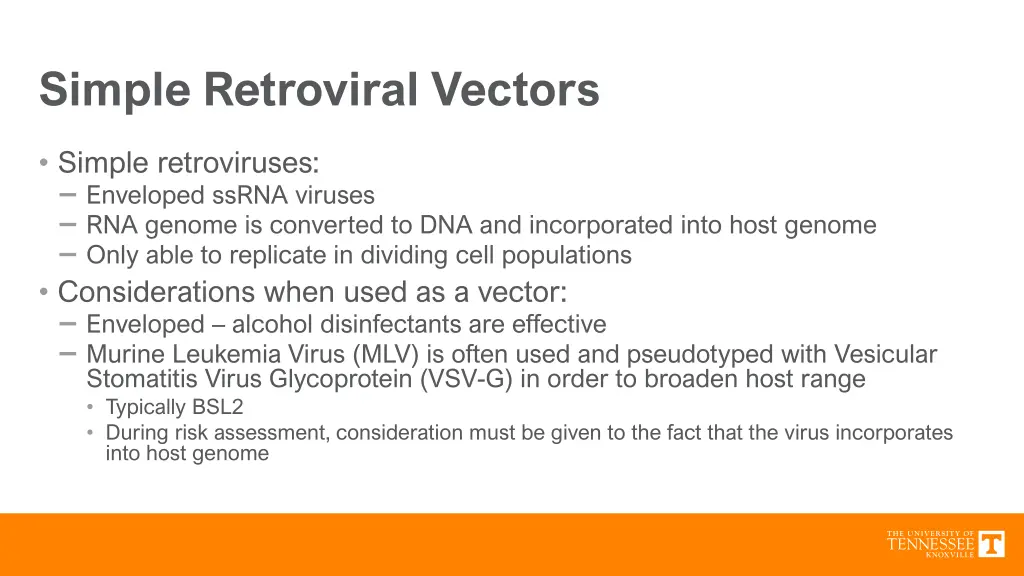 simple retroviral vectors