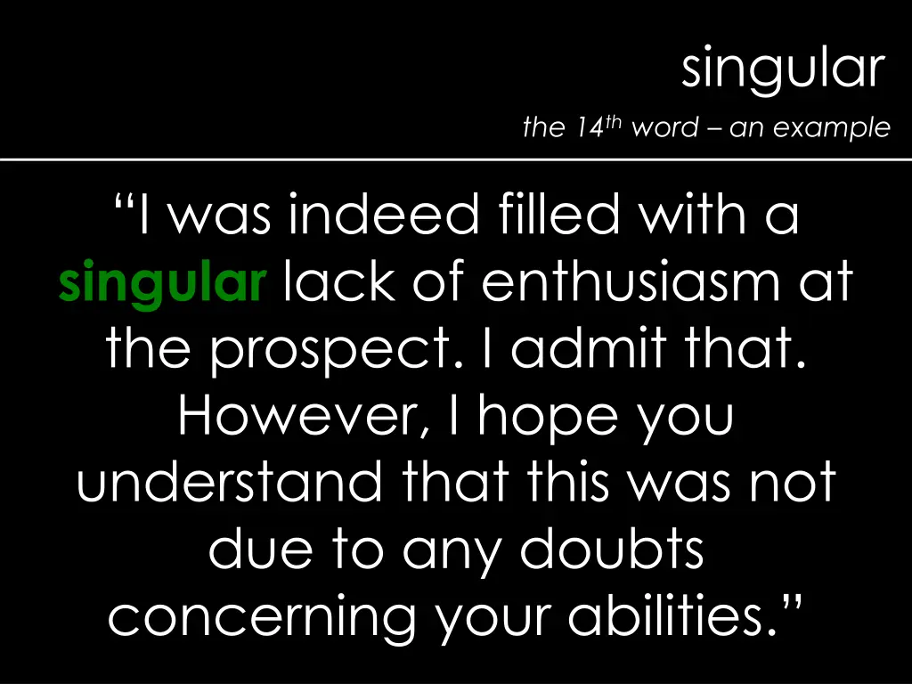 singular