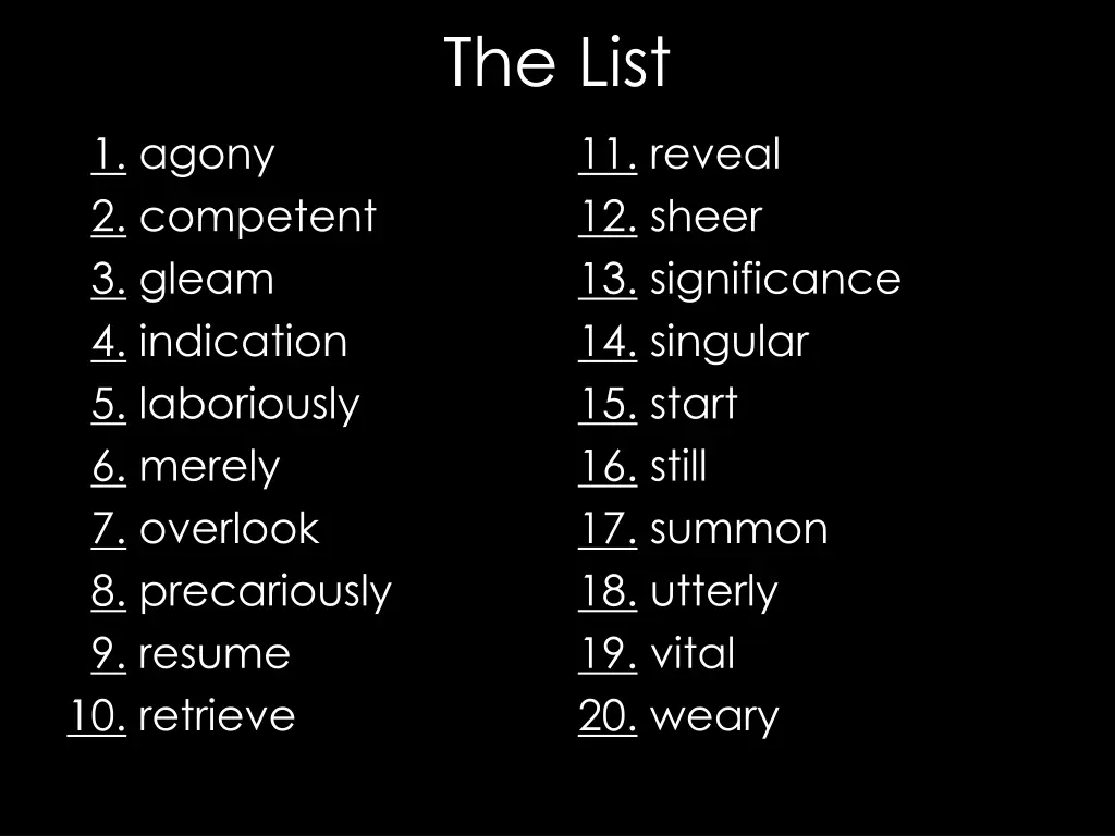 the list 1