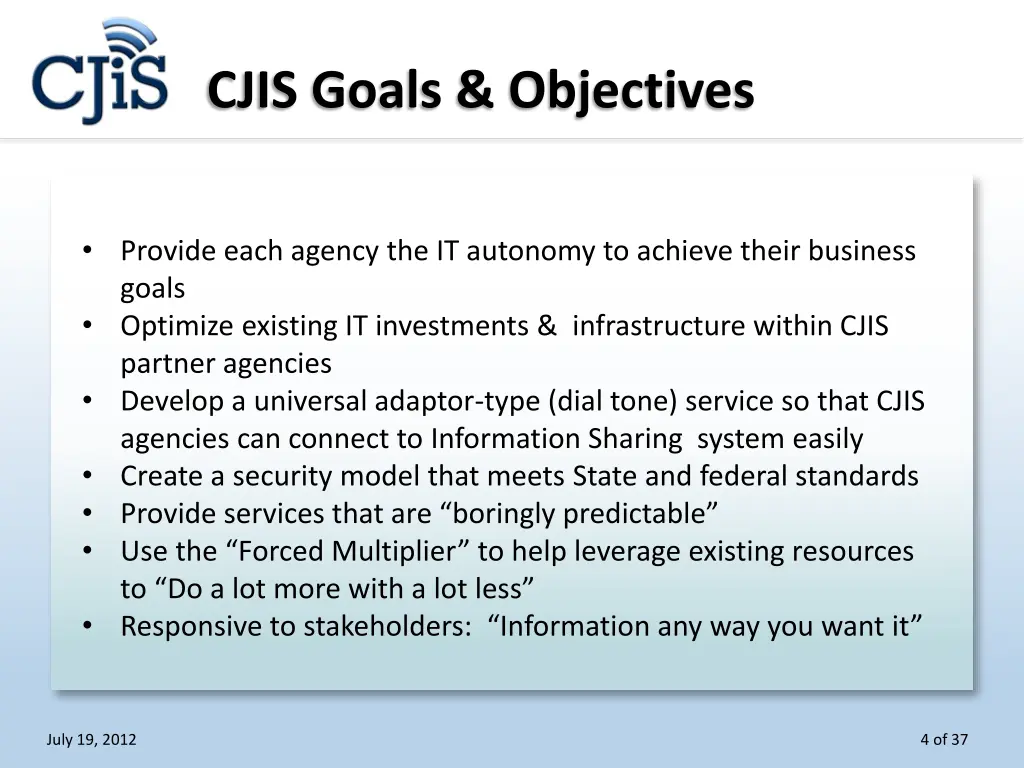 cjis goals objectives