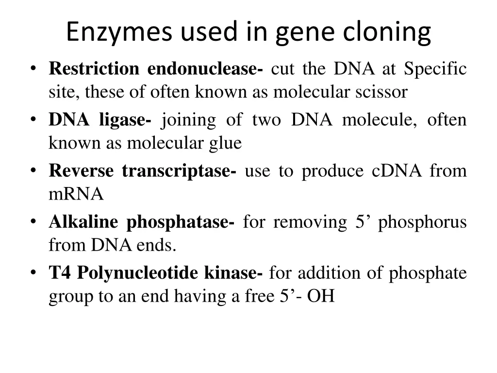 enzymes used in gene cloning restriction