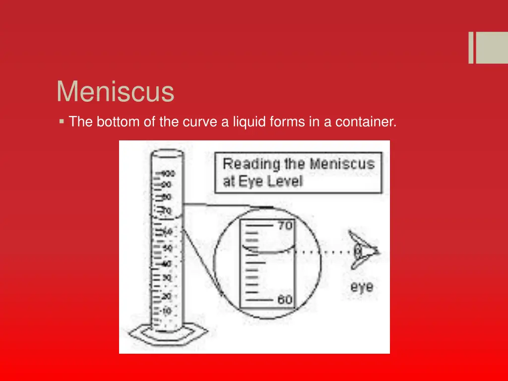 meniscus the bottom of the curve a liquid forms