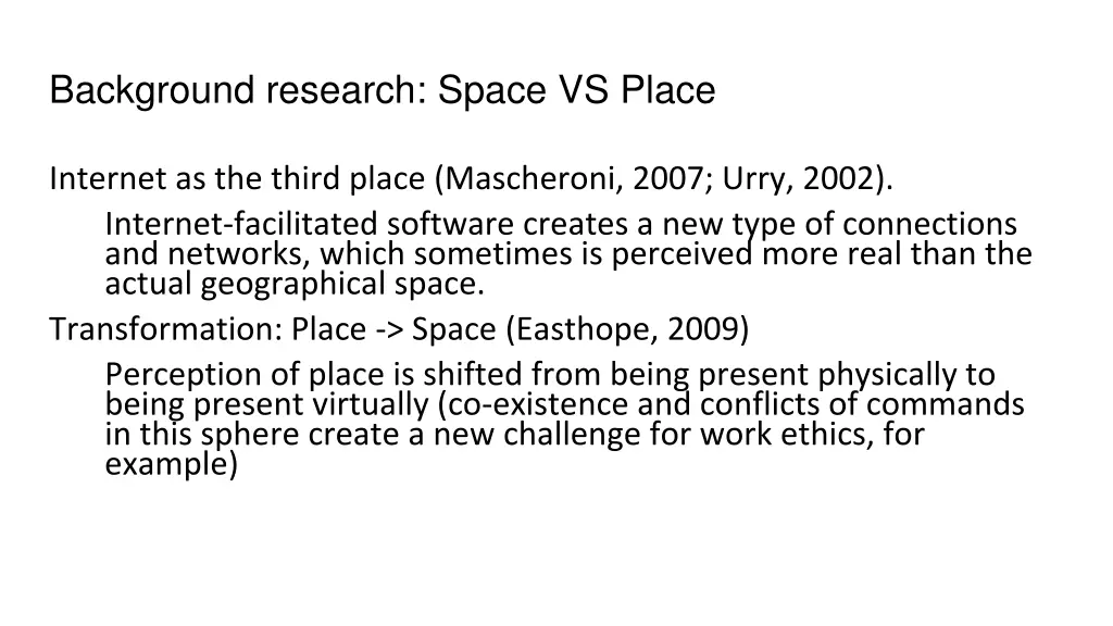 background research space vs place