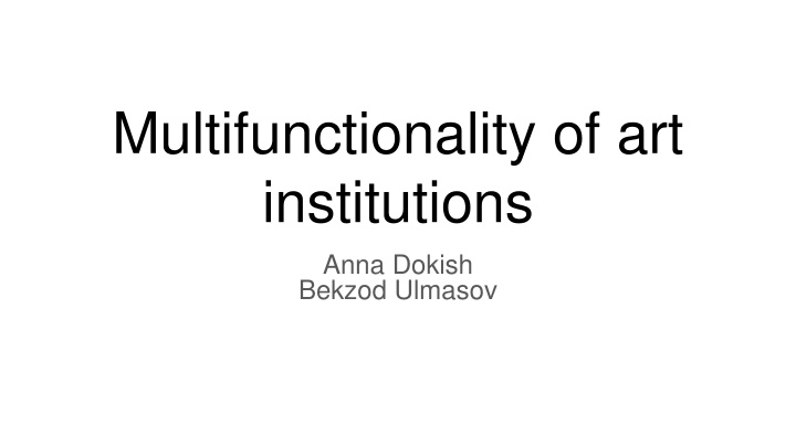 multifunctionality of art institutions