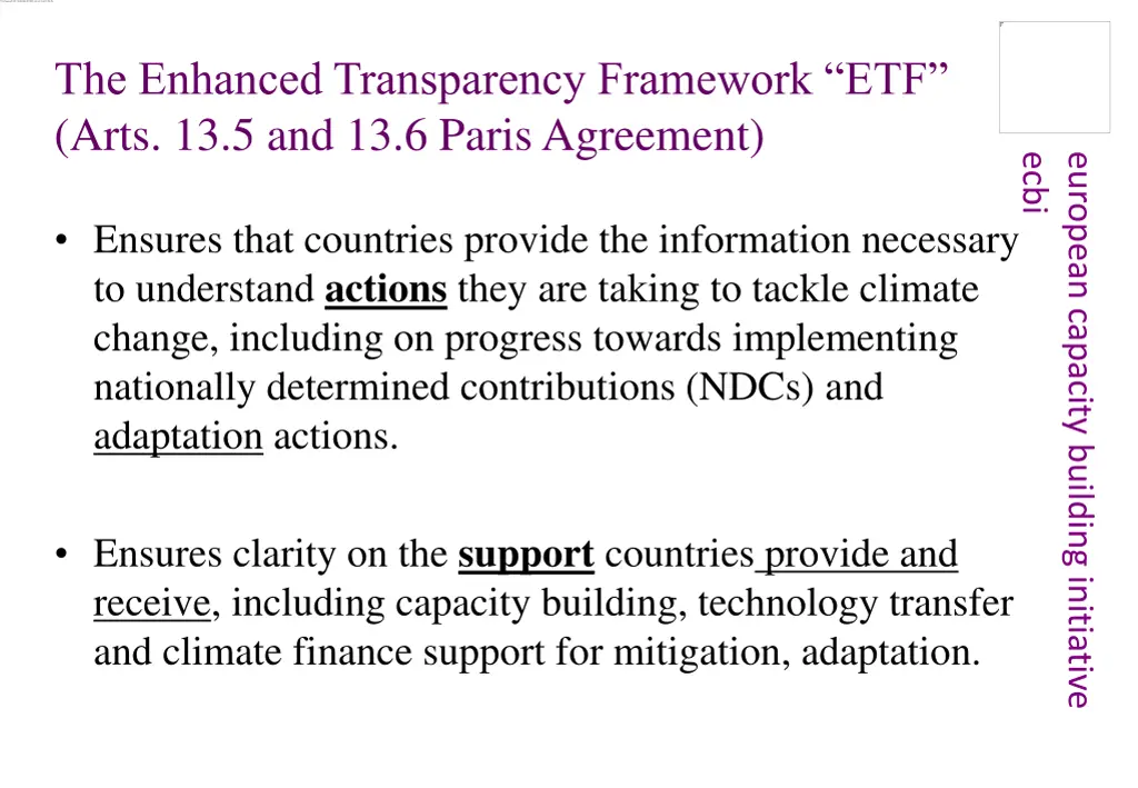 the enhanced transparency framework etf arts
