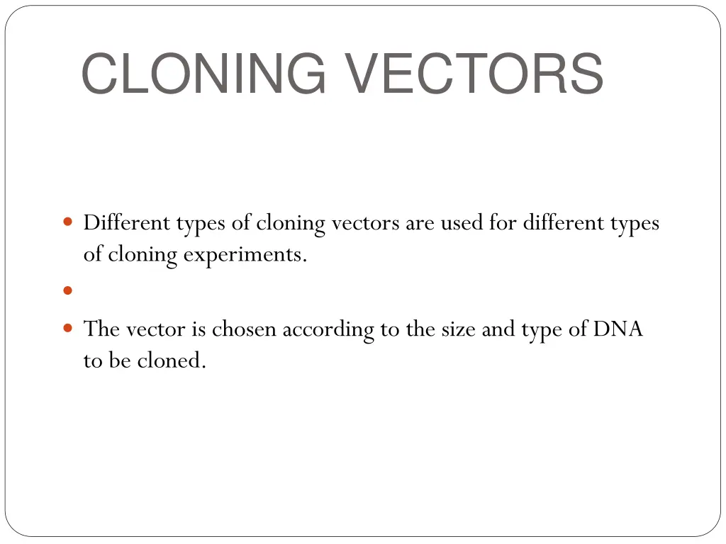cloning vectors 1