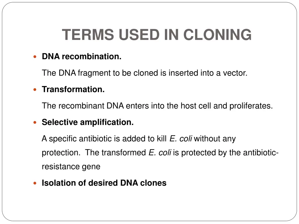 terms used in cloning