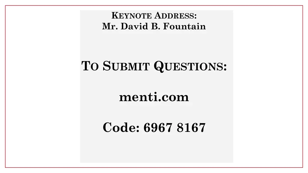 k eynote a ddress mr david b fountain