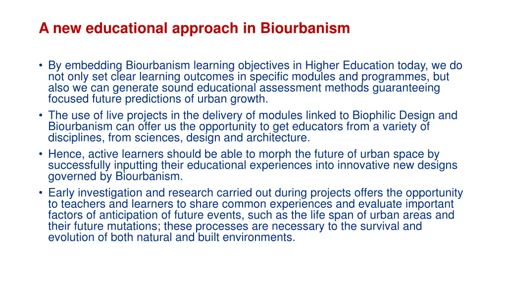 a new educational approach in biourbanism 1