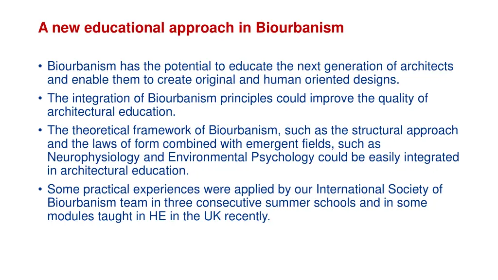 a new educational approach in biourbanism