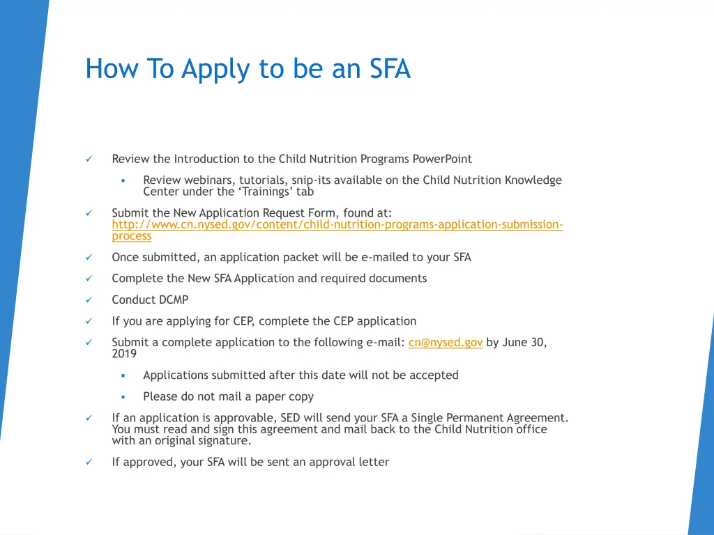 how to apply to be an sfa