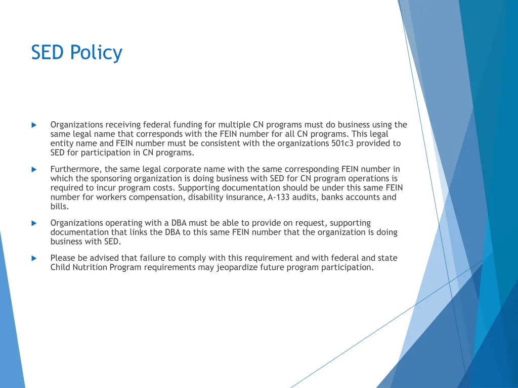 sed policy