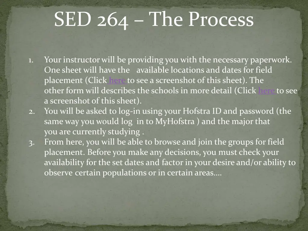 sed 264 the process