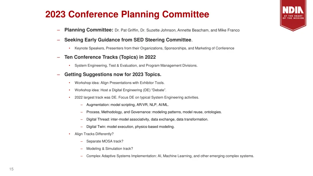 2023 conference planning committee