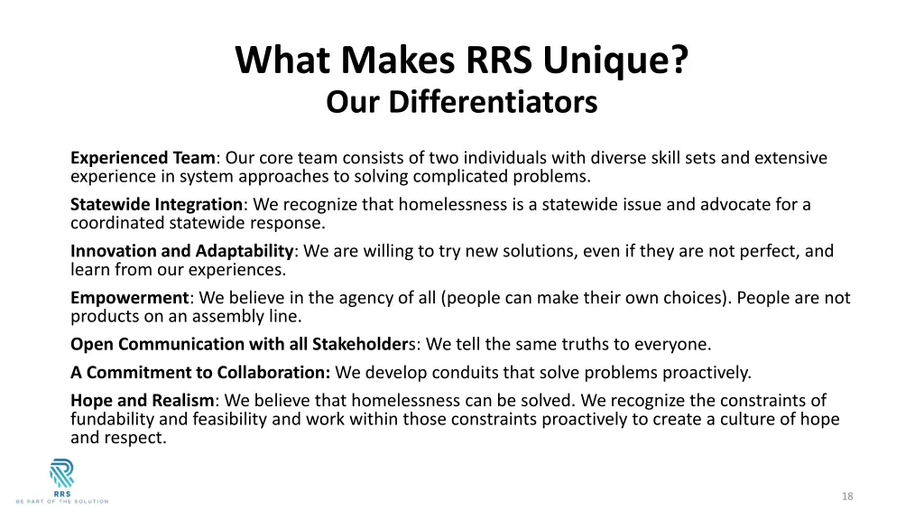 what makes rrs unique our differentiators