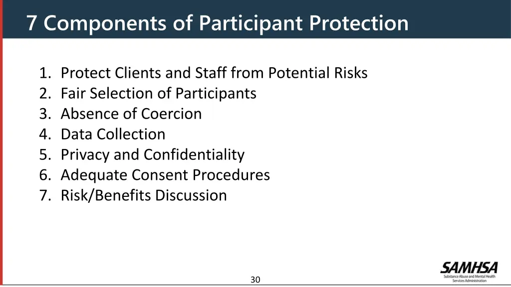 7 components of participant protection