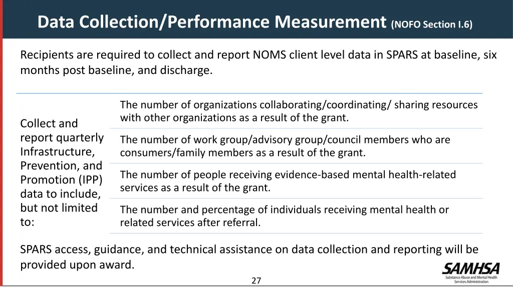 data collection performance measurement nofo