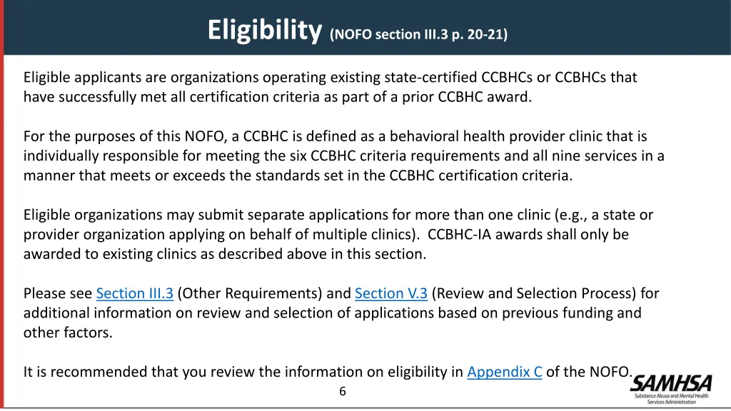eligibility nofo section iii 3 p 20 21