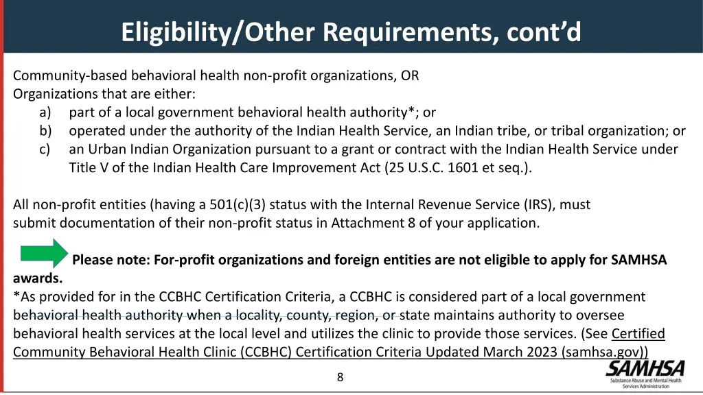 eligibility other requirements cont d