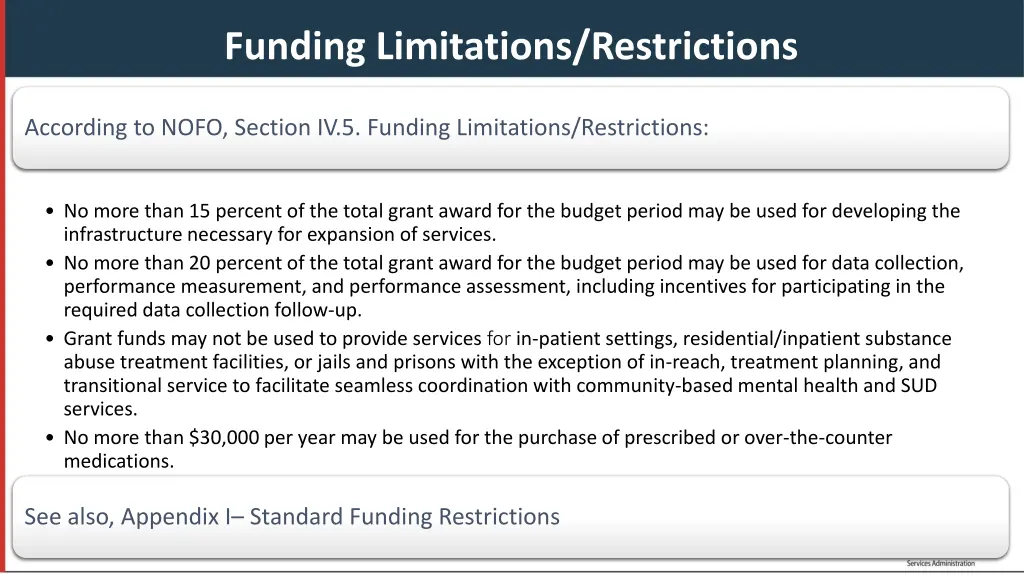 funding limitations restrictions