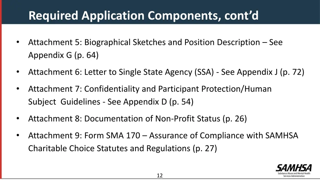 required application components cont d