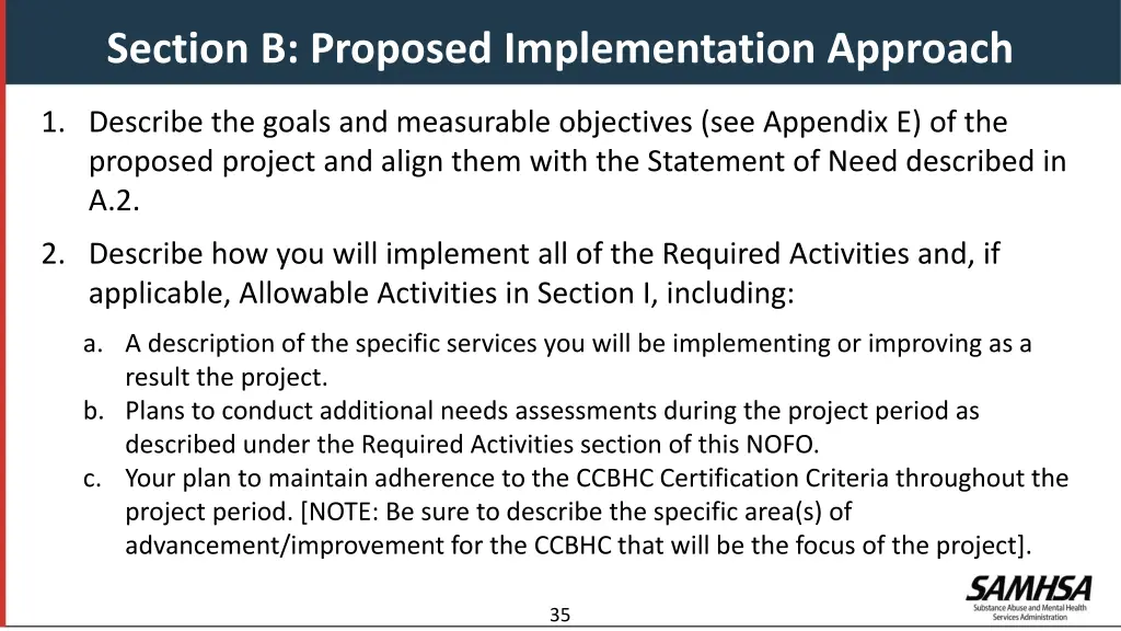 section b proposed implementation approach
