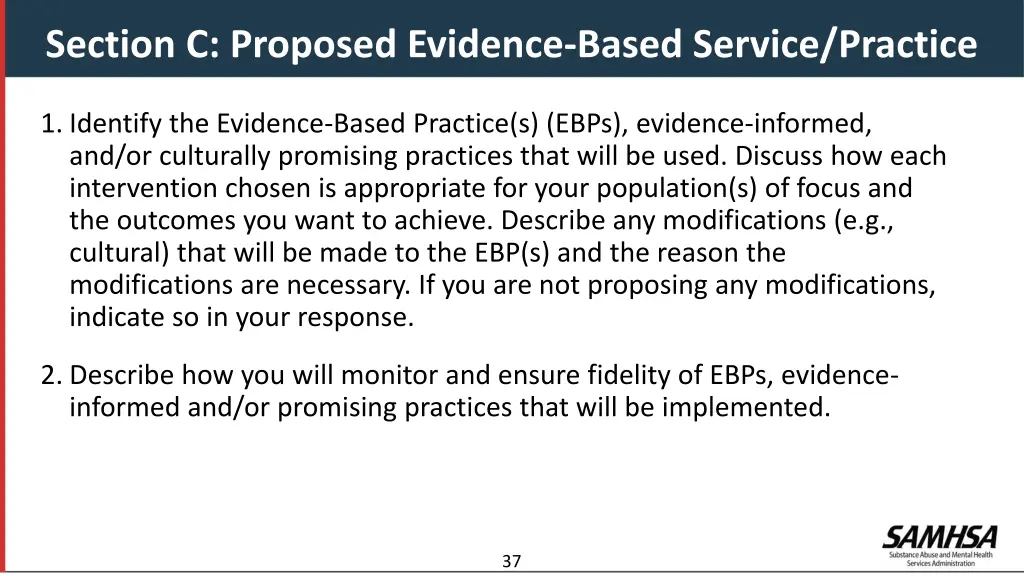 section c proposed evidence based service practice
