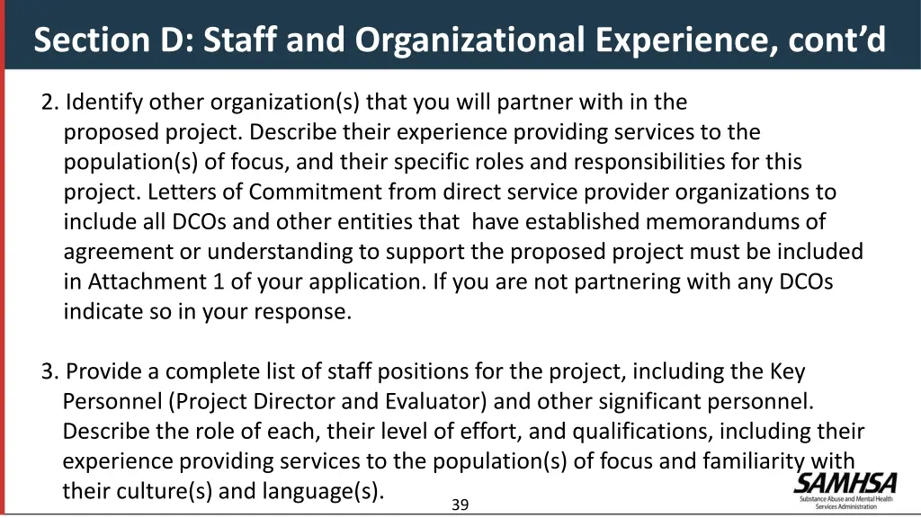 section d staff and organizational experience 1