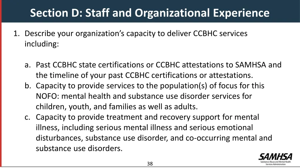 section d staff and organizational experience