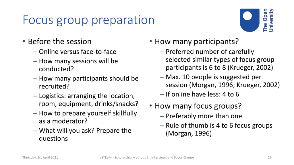 focus group preparation