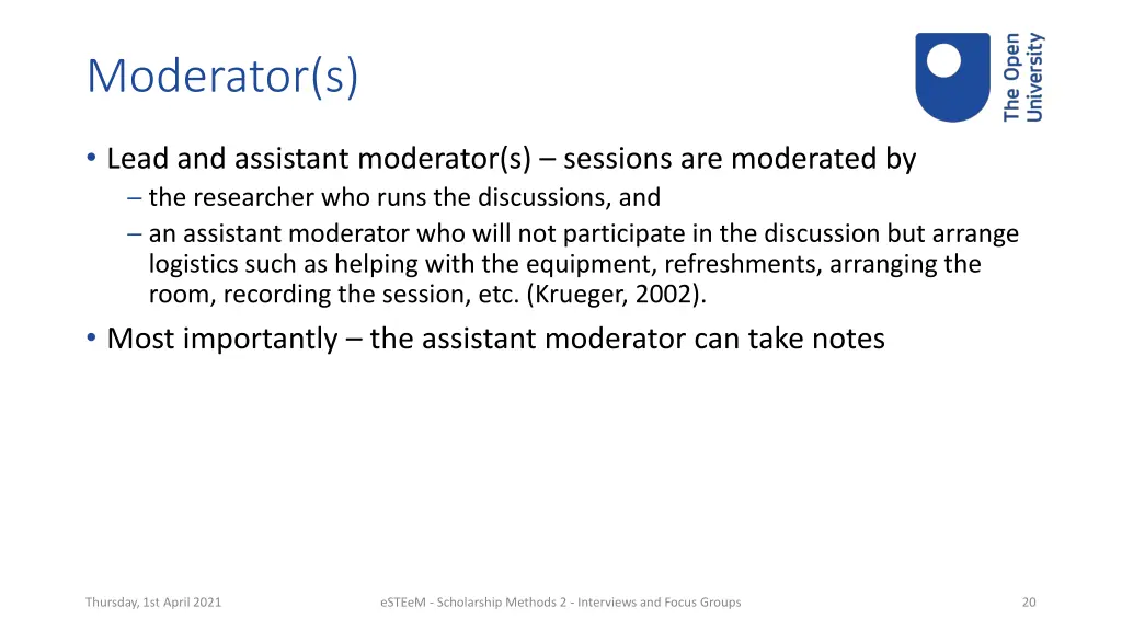 moderator s