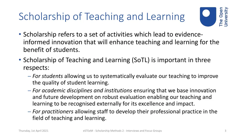scholarship of teaching and learning