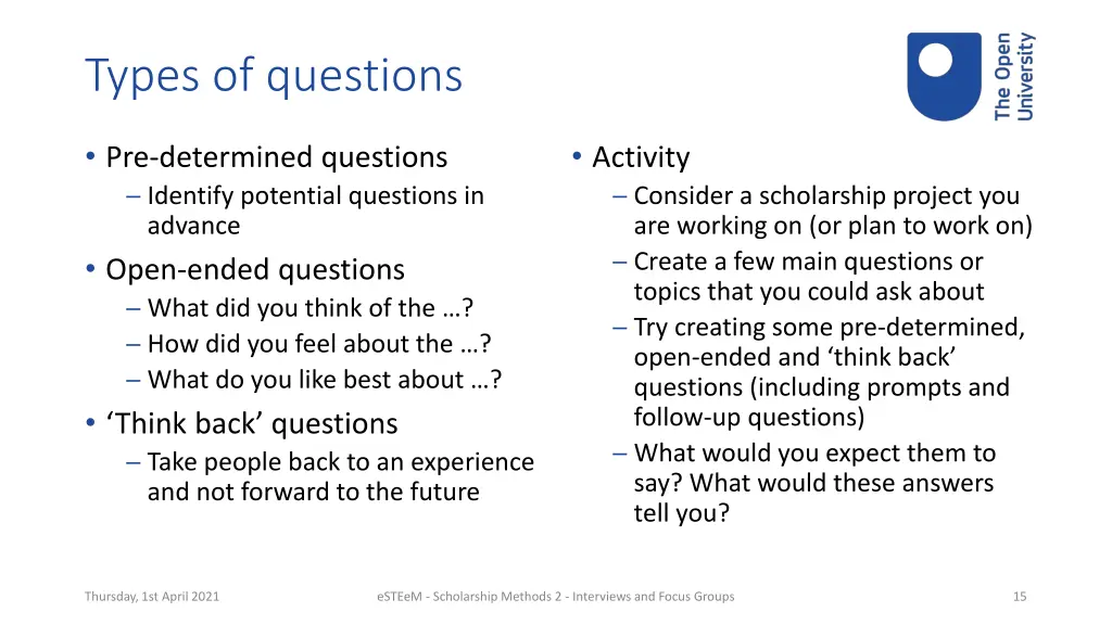 types of questions