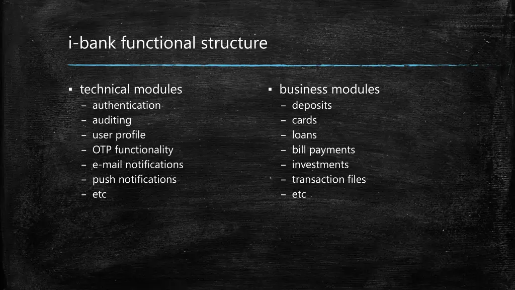i bank functional structure