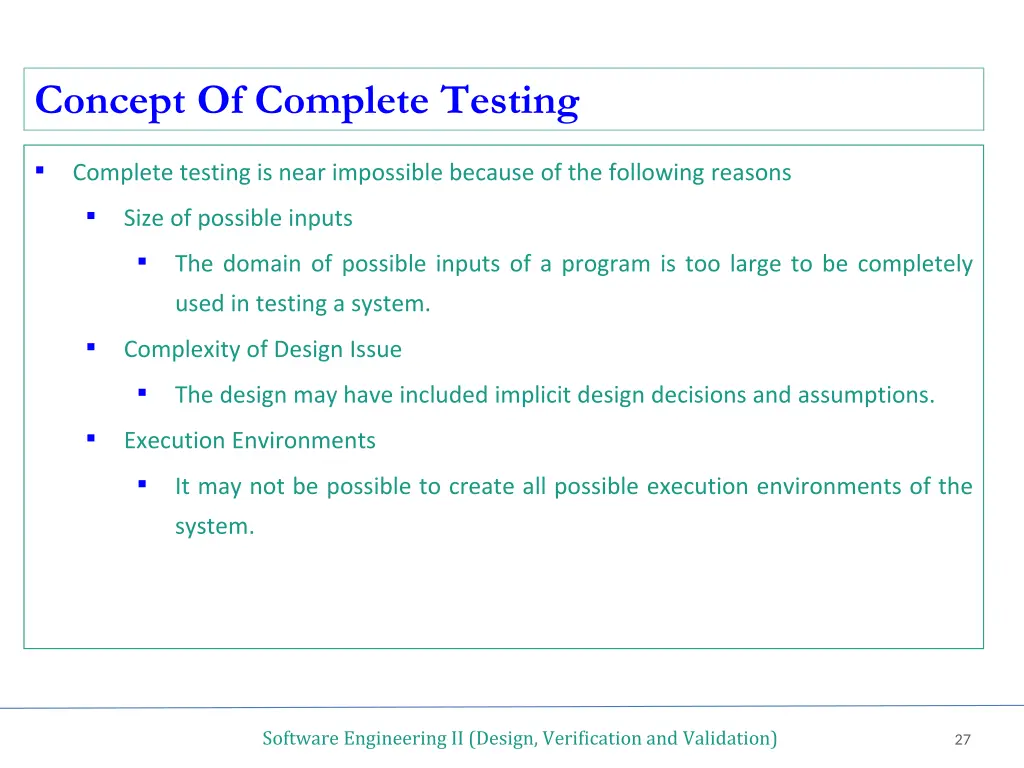 concept of complete testing