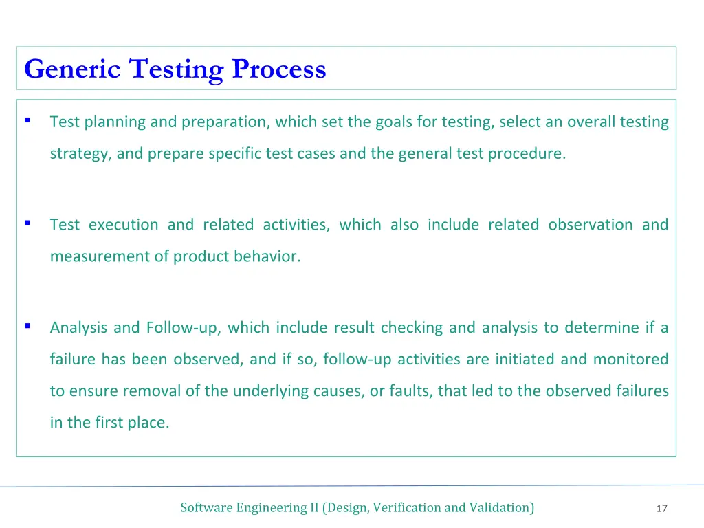 generic testing process