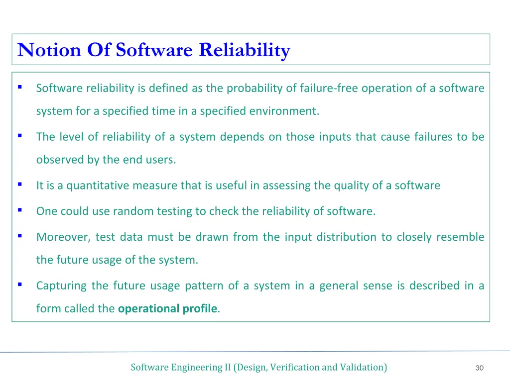 notion of software reliability