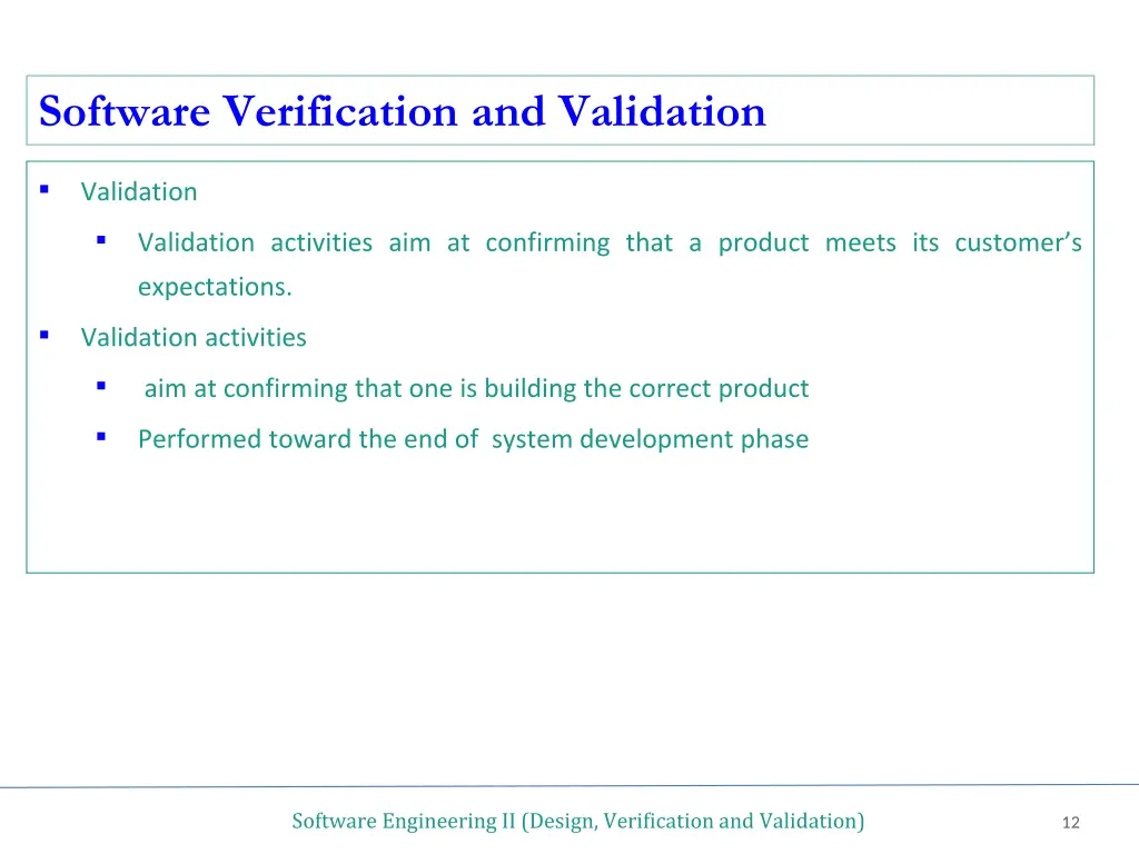 software verification and validation 2