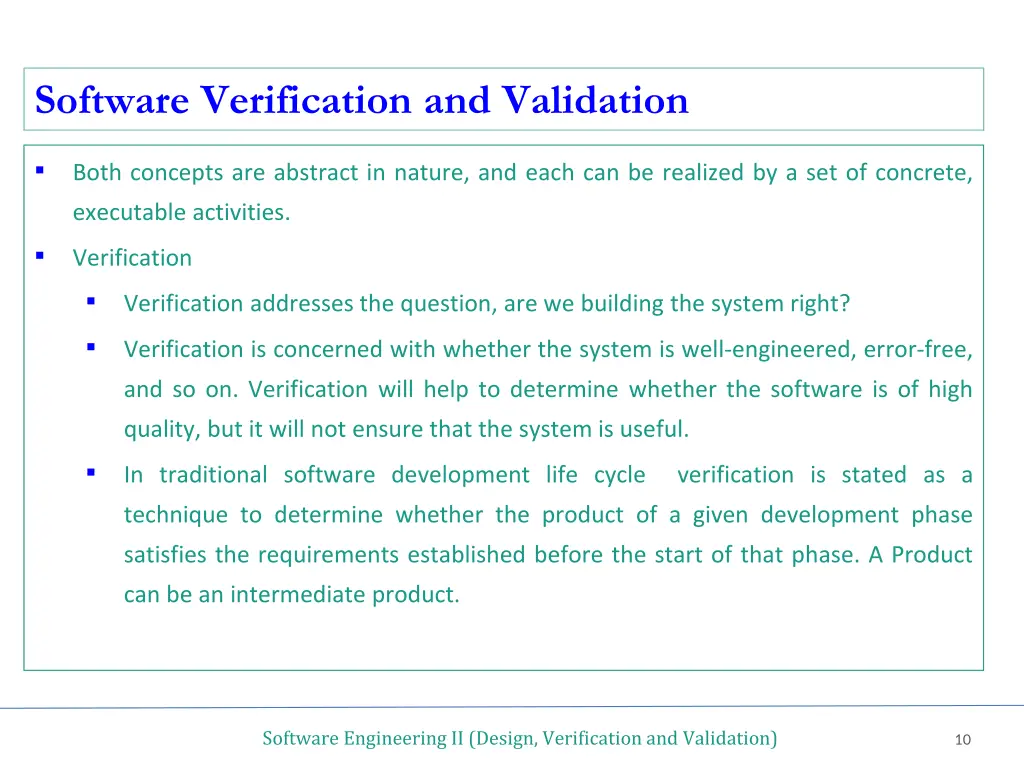software verification and validation