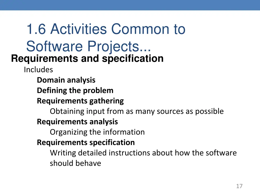 1 6 activities common to software projects