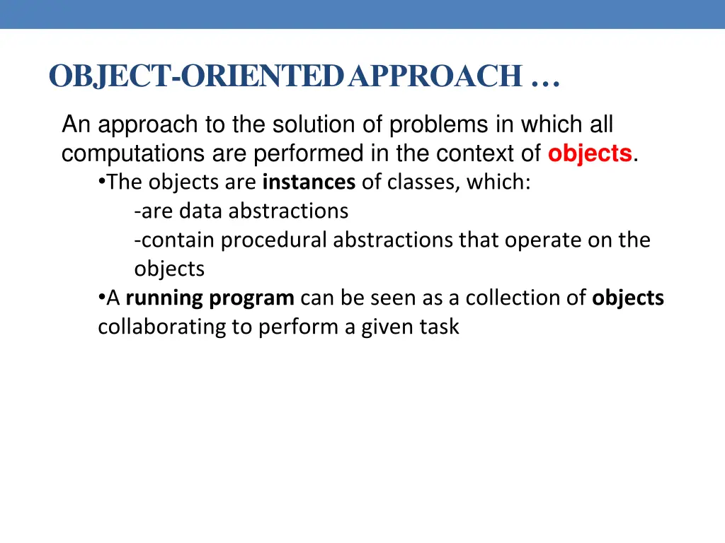 object oriented approach
