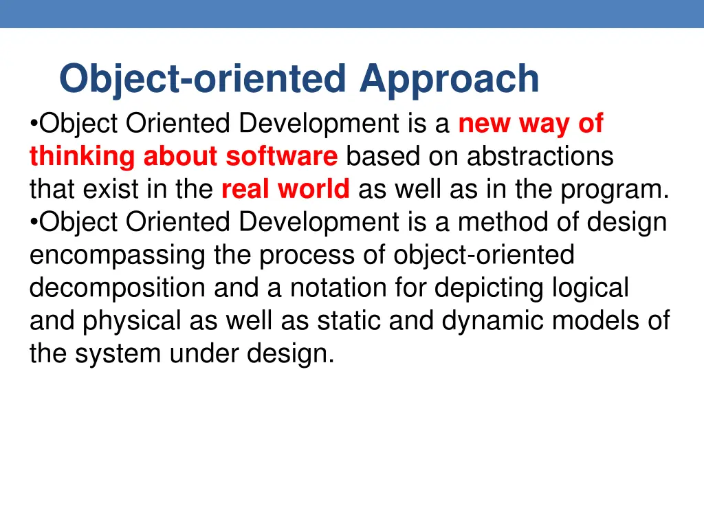 object oriented approach object oriented