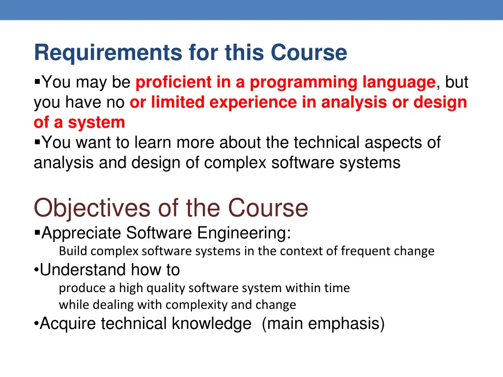 requirements for this course